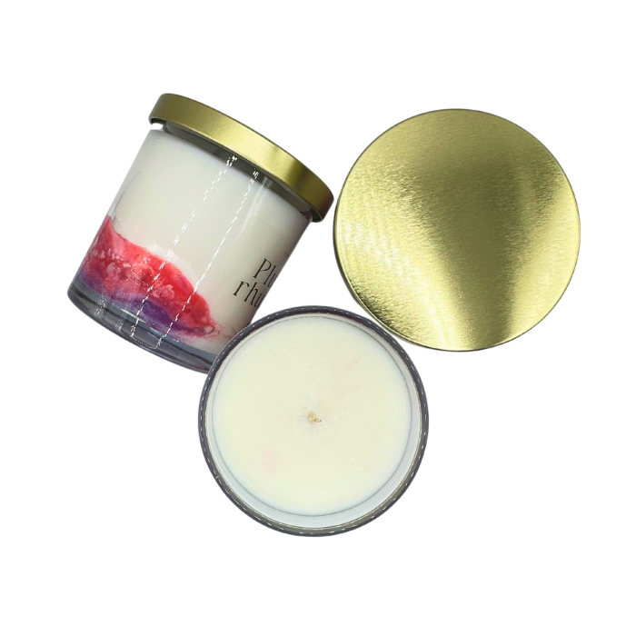 Lumanare parfumata Plum Rhubarb 200g recipient sticla transparenta, ceara soia naturala, Solara Candles [8]