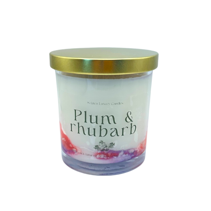 Lumanare parfumata Plum Rhubarb 200g recipient sticla transparenta, ceara soia naturala, Solara Candles [3]