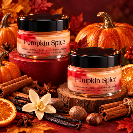 Dulce - Lumanare parfumata Pumpkin Spice 90g, scortisoara dovleac mirodenii, ceara soia naturala, Solara Candles