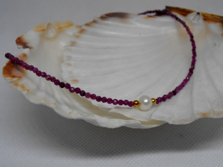 Pietre semipretioase - colier din rubin si perla