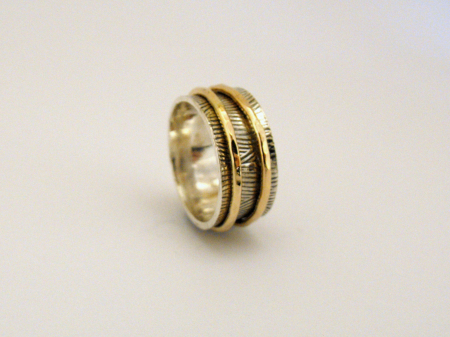 Argint si 14K Gold Filled - Inel moving