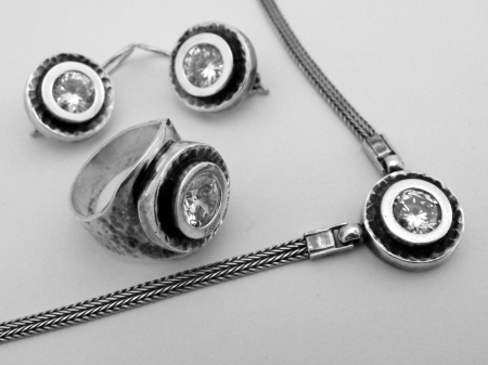 Argint - set 1 CU CZ ALB