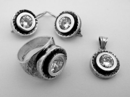 Argint - SET 2 CU CZ ALB