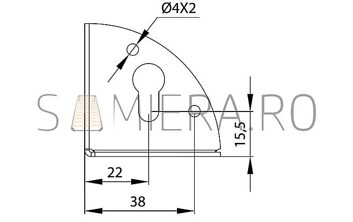 Set 4 buc., coltar 3 laturi, 47mm [3]
