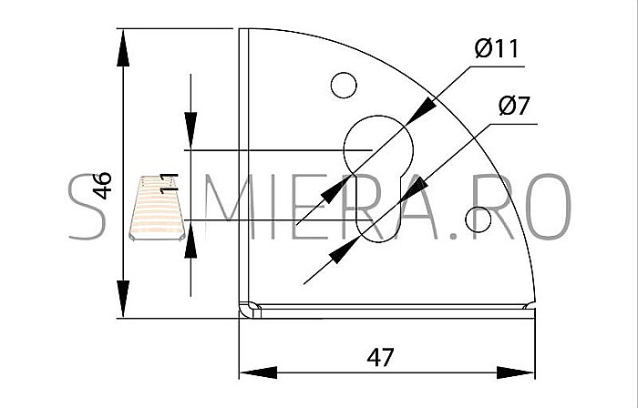 Set 4 buc., coltar 3 laturi, 47mm [4]