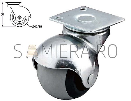 Accesorii mobilier - Rotila sferica din cauciuc, set 4 buc.