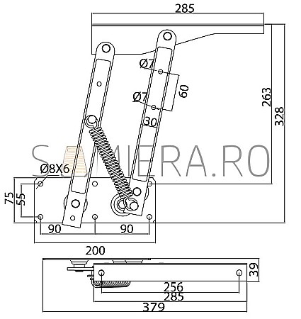 Mecanism extensie masa laptop cu arc [1]