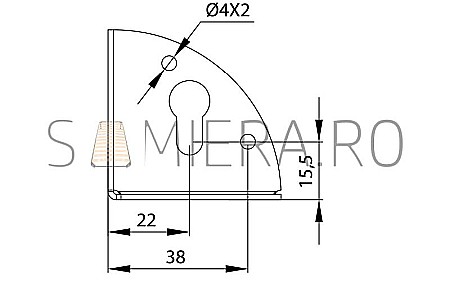 Set 4 buc., coltar 3 laturi, 47mm [2]