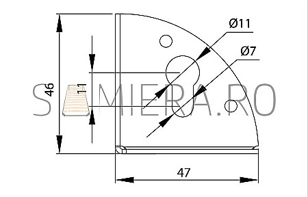 Set 4 buc., coltar 3 laturi, 47mm [3]