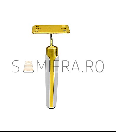 Accesorii mobilier - Picioruse metalic B014,  H=150mm, Auriu+Alb