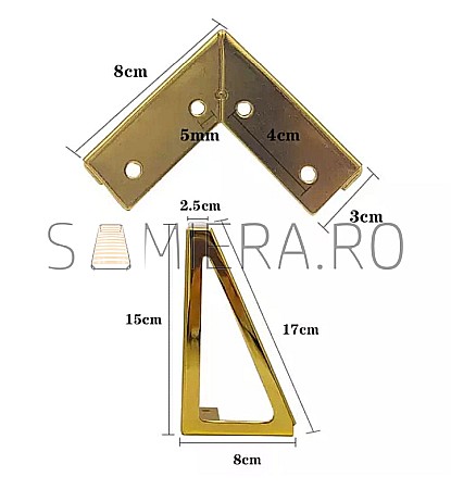 Piciorus metalic B035-15G, H=15cm, Auriu [2]