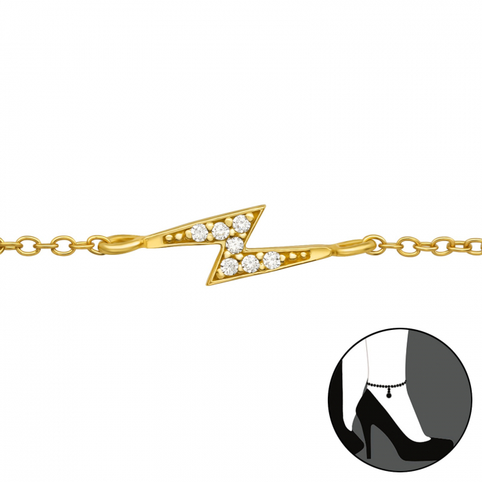 Bratara picior argint 925 placata cu aur 24K model fulger [1]