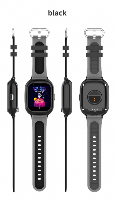 Ceas Inteligent pentru copii KT23T 4G Negru, cu localizare GPS, apelare video, water resistant IP67, masurare temperatura corporala [3]