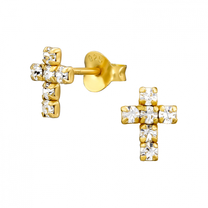 Cercei argint 925 cruciulita placat aur 24K [1]