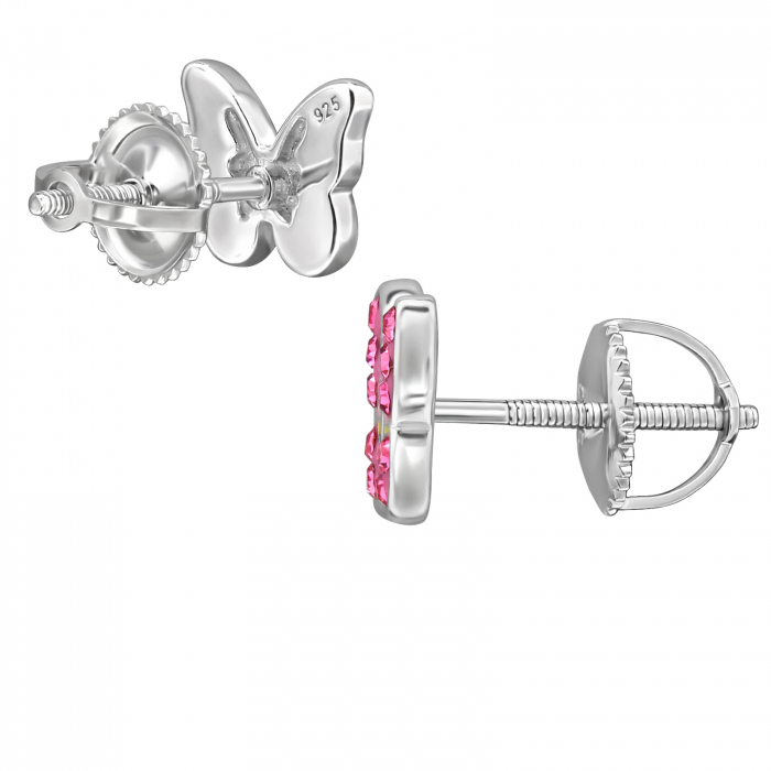 Cercei copii argint 925 model LOCK Fluturas multicolor Sophia Collection [3]