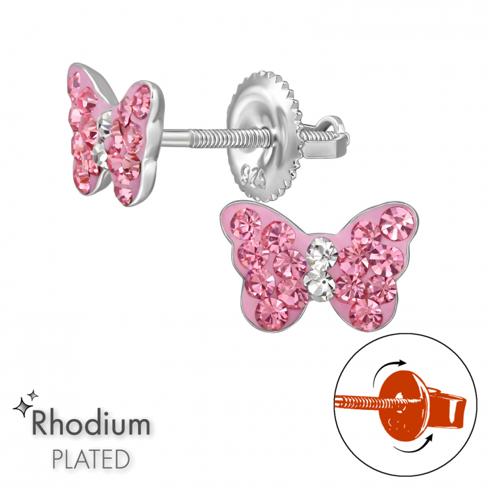 Cercei copii argint 925 model LOCK Fluturas roz Sophia Collection [1]