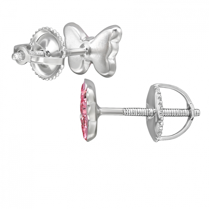 Cercei copii argint 925 model LOCK Fluturas roz Sophia Collection [2]