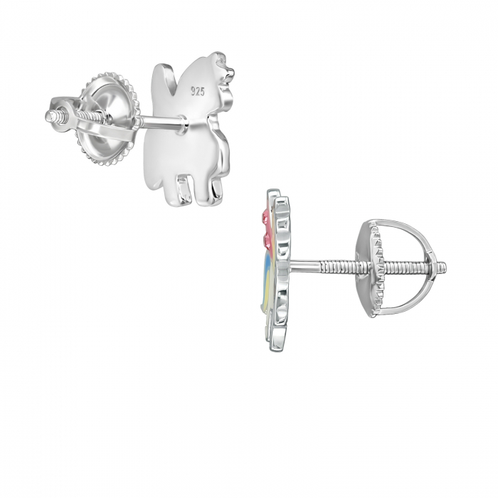 Cercei copii argint 925 model LOCK Unicorn inaripat cu cristale Sophia Collection prindere prin insurubare [2]