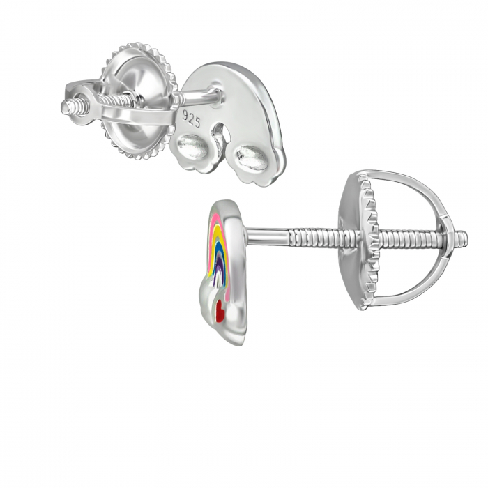 Cercei copii argint 925 model LOCK curcubeu Sophia Collection prindere prin insurubare [2]