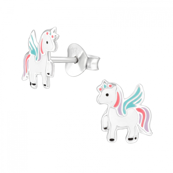 Cercei copii ARGINT 925 cu surub, model Unicorn [1]