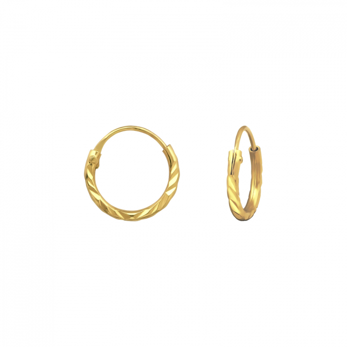 Cercei Copii Argint 925 Placat cu Aur 24K, Model Tortita Diamond cut 10mm. [1]