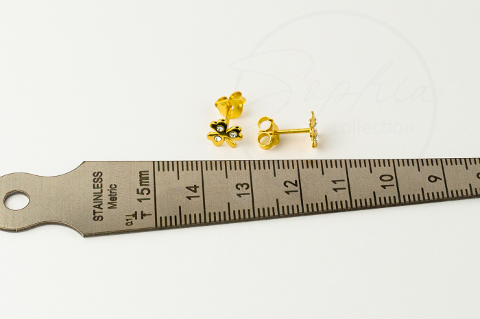 Cercei copii ARGINT 925 placat cu AUR 24K cu surub model floare [5]