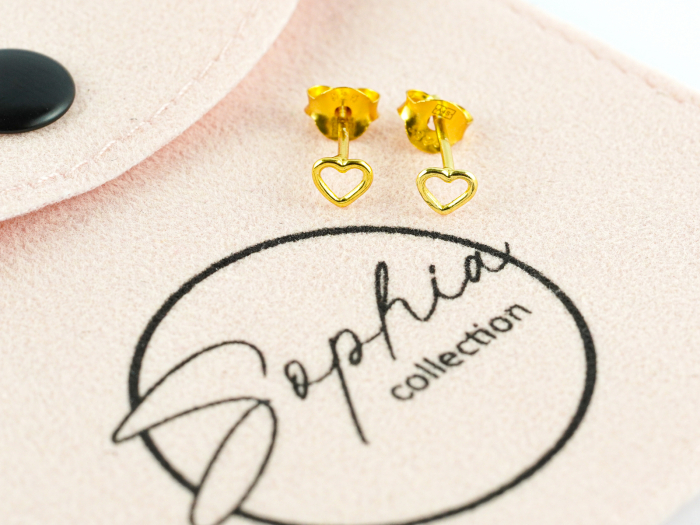Cercei  copii cu surub, INIMIOARA, argint placat cu aur 24k Sophia Collection [2]