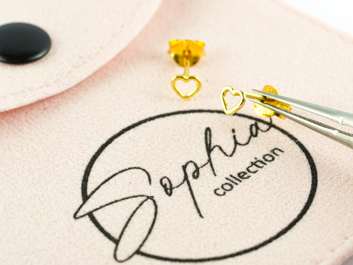 Cercei  copii cu surub, INIMIOARA, argint placat cu aur 24k Sophia Collection [3]