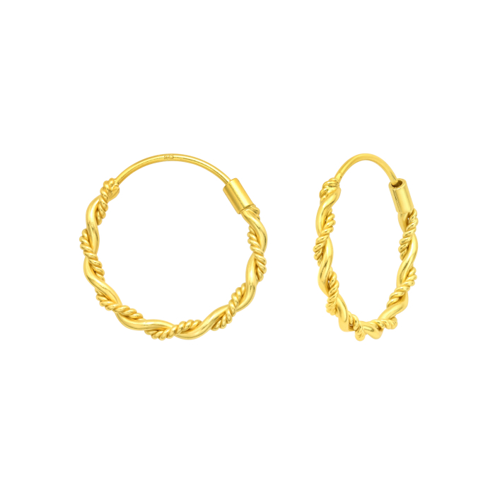 Cercei Copii Argint 925 Placat cu Aur 24K, Model Tortita Bali 16mm | Hipoalergenici [1]