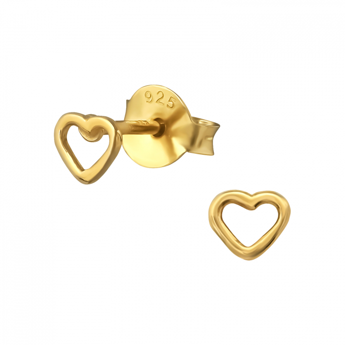Cercei  copii cu surub, INIMIOARA, argint placat cu aur 24k Sophia Collection [1]