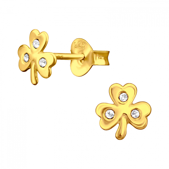 Cercei copii ARGINT 925 placat cu AUR 24K cu surub model floare [1]