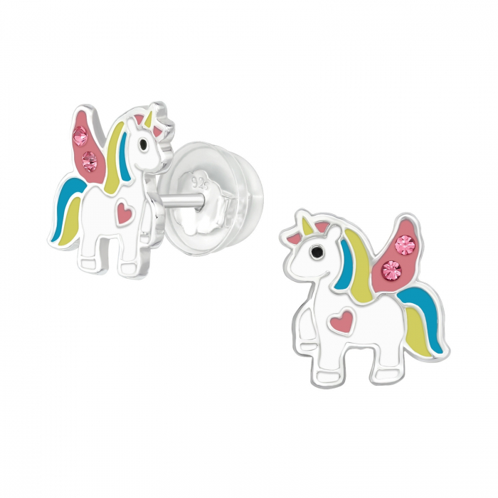 Cercei copii ARGINT 925 cu surub, model Unicorn premium [1]