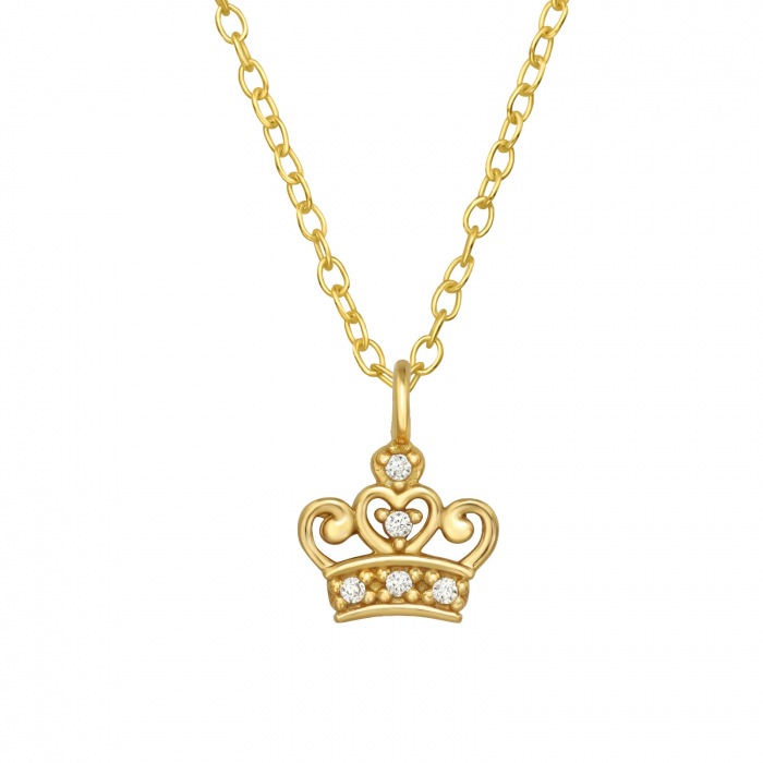 Colier copii argint 925 placat cu aur 24K model coroana [1]