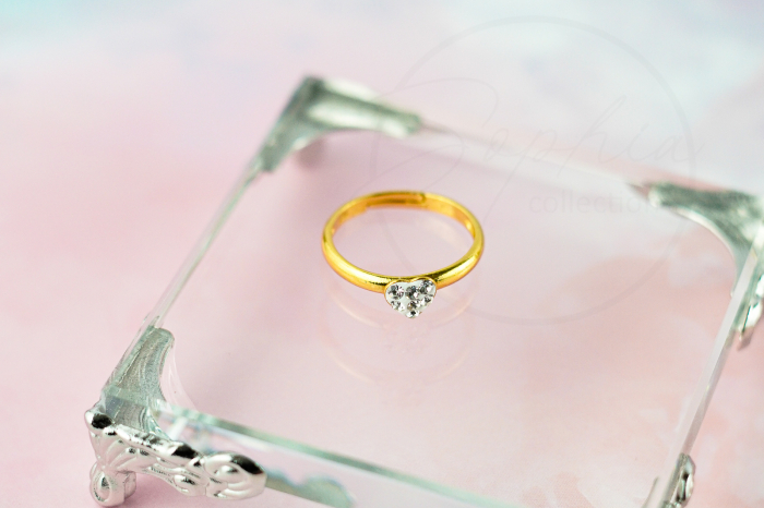 Inel copii din Argint 925 placat cu Aur 24K, model Inima cu cristale albe [4]