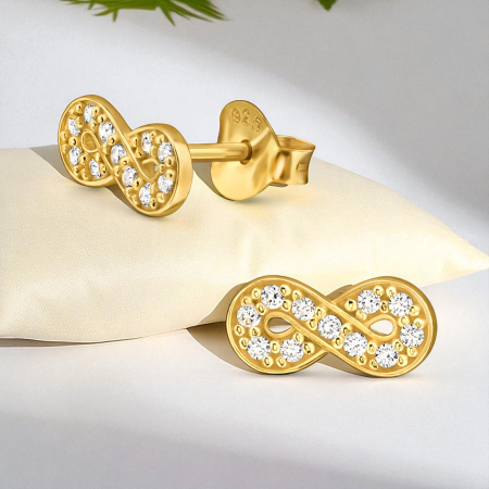 Cercei Argint 925 Placat cu Aur 24K, Model Infinit cu Zirconiu [1]