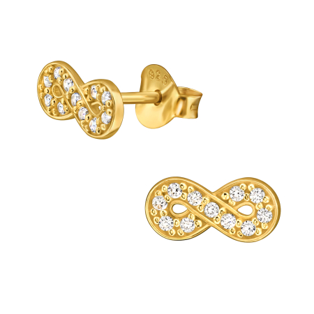 Cercei - Cercei Argint 925 Placat cu Aur 24K, Model Infinit cu Zirconiu