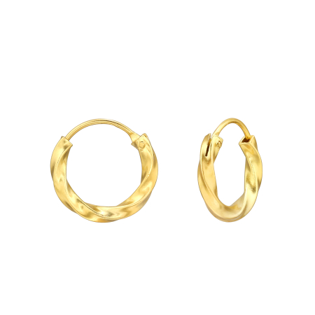Cercei - Cercei Copii Argint 925 Placat cu Aur 24K - Model Tortita Twisted 12 mm