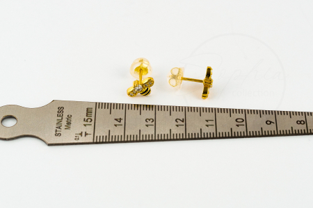Cercei copii Albinuta, argint 925 placat cu aur 24K, cristale zircon, surub silicon [8]