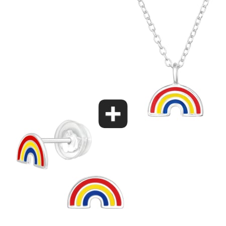 Bijuterii PREMIUM - Cercei Fetițe Argint 925 Curcubeu Colorat (Epoxidice) - Siguranță Fluturi Silicon