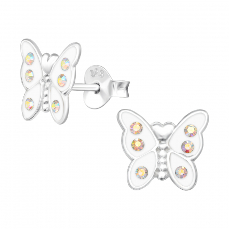 Cercei cu surub - Cercei copii argint 925 model Fluturas cu cristale Sophia Collection