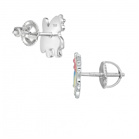 Cercei copii argint 925 model LOCK Unicorn inaripat cu cristale Sophia Collection prindere prin insurubare [1]