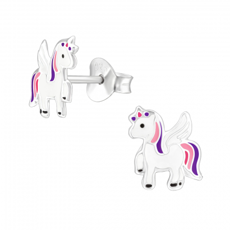 Bijuterii copii - Cercei copii ARGINT 925 cu surub, model Unicorn