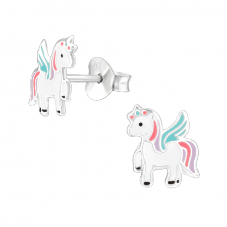 Bijuterii copii - Cercei copii ARGINT 925 cu surub, model Unicorn