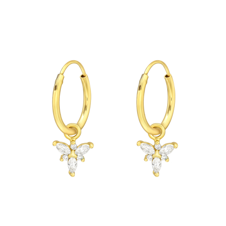 Cercei pentru Copii din Argint 925 Placat cu Aur 24K, Model Fluturas cu Zirconiu [0]
