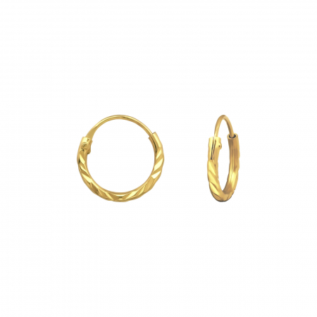 Cercei copii clasici (Tortite) - Cercei Copii Argint 925 Placat cu Aur 24K, Model Tortita Diamond cut 10mm.