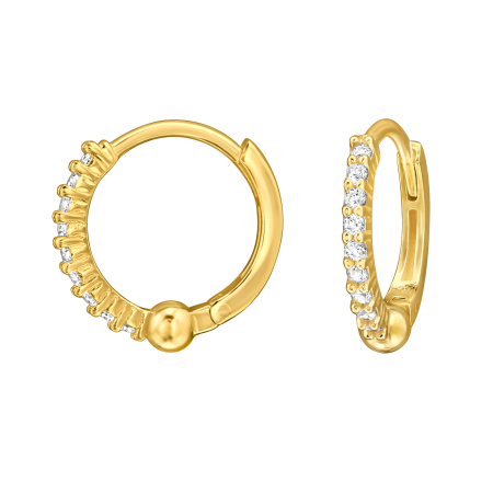 Cercei copii clasici (Tortite) - Cercei Argint 925 Placat cu Aur 24K - Model Tortita cu 18 Zirconoase