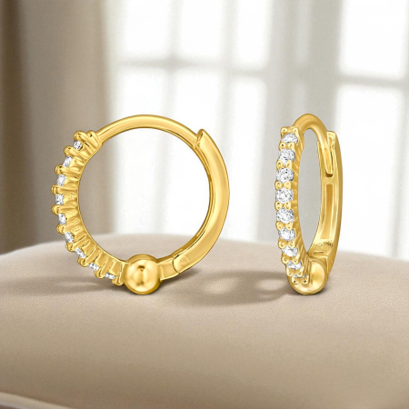 Cercei Argint 925 Placat cu Aur 24K - Model Tortita cu 18 Zirconoase [1]