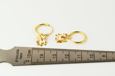 Cercei copii model Unicorn, cu agatatori, Argint 925 placat cu aur 24K [4]