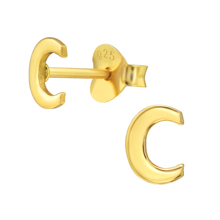 Initiala - Cercei Inițiala C – Sophia Collection (Argint 925, Placat Aur 24K)