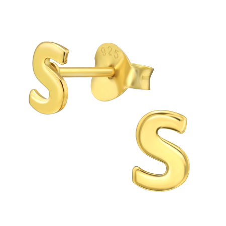 Reduceri - Cercei Inițiala S – Sophia Collection (Argint 925, Placat Aur 24K)
